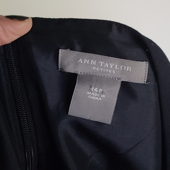 Ann Taylor Petites 14P navy skirt, lined &lace EUC - Picture 2 of 3